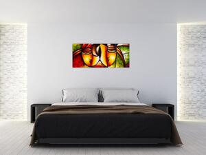 Slika - Oljna slika, abstraktni obrazi (120x50 cm)