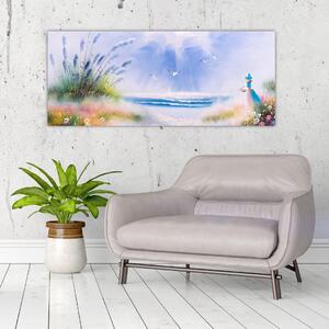Slika - Romantična plaža, oljna slika (120x50 cm)