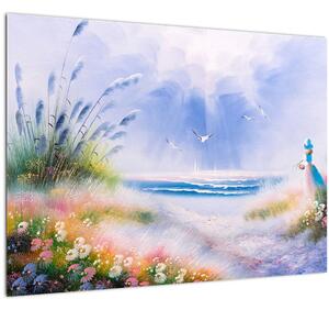 Slika - Romantična plaža, oljna slika (70x50 cm)