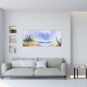 Slika - Romantična plaža, oljna slika (120x50 cm)