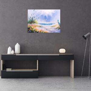 Slika - Romantična plaža, oljna slika (70x50 cm)