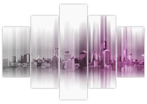 Slika - Obzorje mesta, roza-siva (150x105 cm)