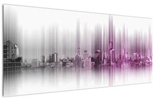 Slika - Obzorje mesta, roza-siva (120x50 cm)