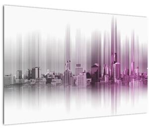 Slika - Obzorje mesta, roza-siva (90x60 cm)