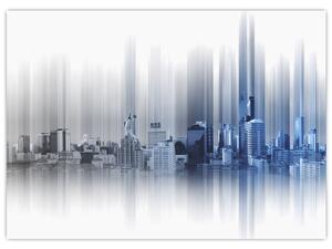 Slika - Panorama mesta, modro-siva (70x50 cm)