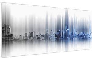 Slika - Panorama mesta, modro-siva (120x50 cm)