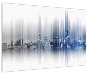 Slika - Panorama mesta, modro-siva (90x60 cm)