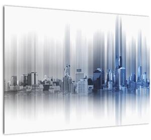 Slika - Panorama mesta, modro-siva (70x50 cm)