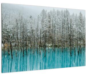 Slika - Turkizni ribnik, Biei, Japonska (90x60 cm)