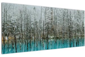 Slika - Turkizni ribnik, Biei, Japonska (120x50 cm)