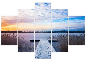 Slika - Zamrznjeno jezero, Ełk, Mazury, Poljska (150x105 cm)