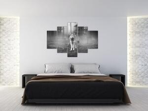 Slika - Gozdni čuvaj, črno-bela (150x105 cm)