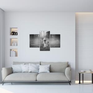 Slika - Gozdni čuvaj, črno-bela (90x60 cm)