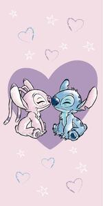 Ružičasti pamučan dječji ručnik 70x140 cm Lilo and Stitch "Love" – Jerry Fabrics