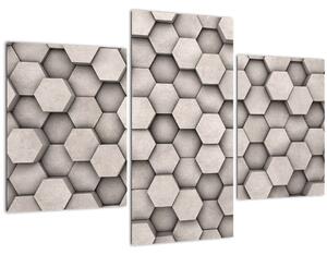 Slika - Heksagoni v betonski zasnovi (90x60 cm)