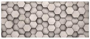 Slika - Heksagoni v betonski zasnovi (120x50 cm)
