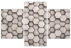 Slika - Heksagoni v betonski zasnovi (90x60 cm)