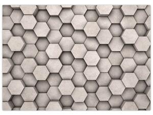 Slika - Heksagoni v betonski zasnovi (70x50 cm)