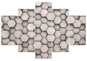 Slika - Heksagoni v betonski zasnovi (150x105 cm)