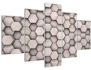 Slika - Heksagoni v betonski zasnovi (150x105 cm)