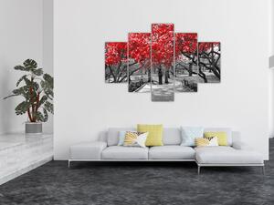 Slika - Rdeča drevesa, Central Park, New York (150x105 cm)