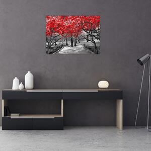 Slika - Rdeča drevesa, Central Park, New York (70x50 cm)