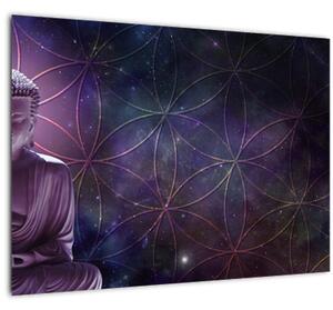 Staklena slika - Buda z rožami življenja (70x50 cm)