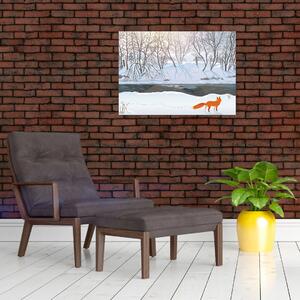 Slika - Lisica v zimski pokrajini (70x50 cm)