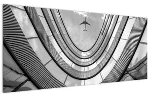Slika - Letalo nad zgradbo (120x50 cm)