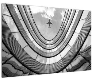 Slika - Letalo nad zgradbo (90x60 cm)