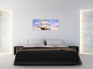 Slika ladje na valovih (120x50 cm)