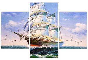 Slika ladje na valovih (90x60 cm)