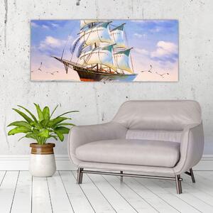 Slika ladje na valovih (120x50 cm)