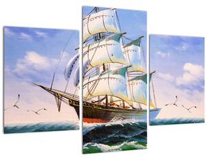 Slika ladje na valovih (90x60 cm)
