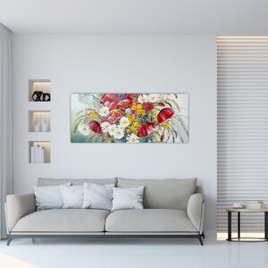 Slika vaze z divjimi rožami (120x50 cm)