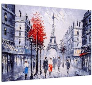 Slika ulice v Parizu, oljna slika (70x50 cm)
