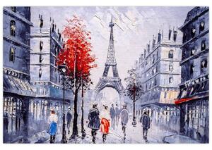 Slika ulice v Parizu, oljna slika (90x60 cm)