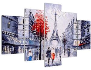 Slika ulice v Parizu, oljna slika (150x105 cm)