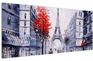 Slika ulice v Parizu, oljna slika (120x50 cm)