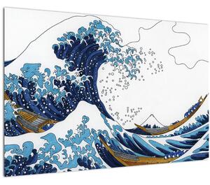 Slika - japonska risba, valovi (90x60 cm)