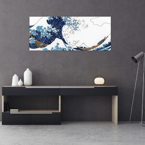 Slika - japonska risba, valovi (120x50 cm)