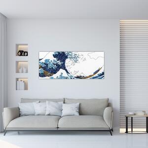 Slika - japonska risba, valovi (120x50 cm)