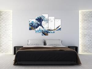 Slika - japonska risba, valovi (150x105 cm)