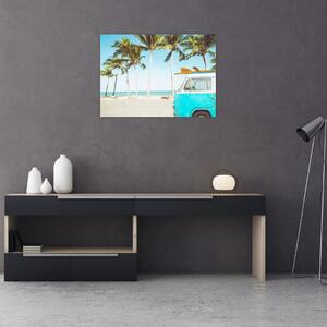 Slika - Starodobni kombi na plaži (70x50 cm)
