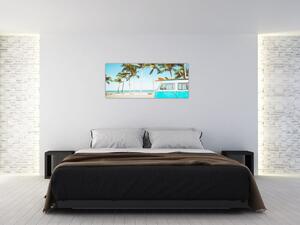 Slika - Starodobni kombi na plaži (120x50 cm)