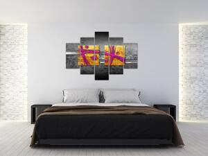 Slika barvnih kvadratkov na črnem ozadju (150x105 cm)