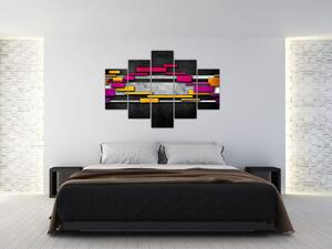 Slika barvite abstrakcije na črnem ozadju (150x105 cm)