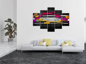 Slika barvite abstrakcije na črnem ozadju (150x105 cm)