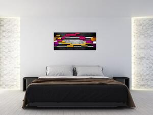 Slika barvite abstrakcije na črnem ozadju (120x50 cm)