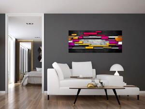 Slika barvite abstrakcije na črnem ozadju (120x50 cm)